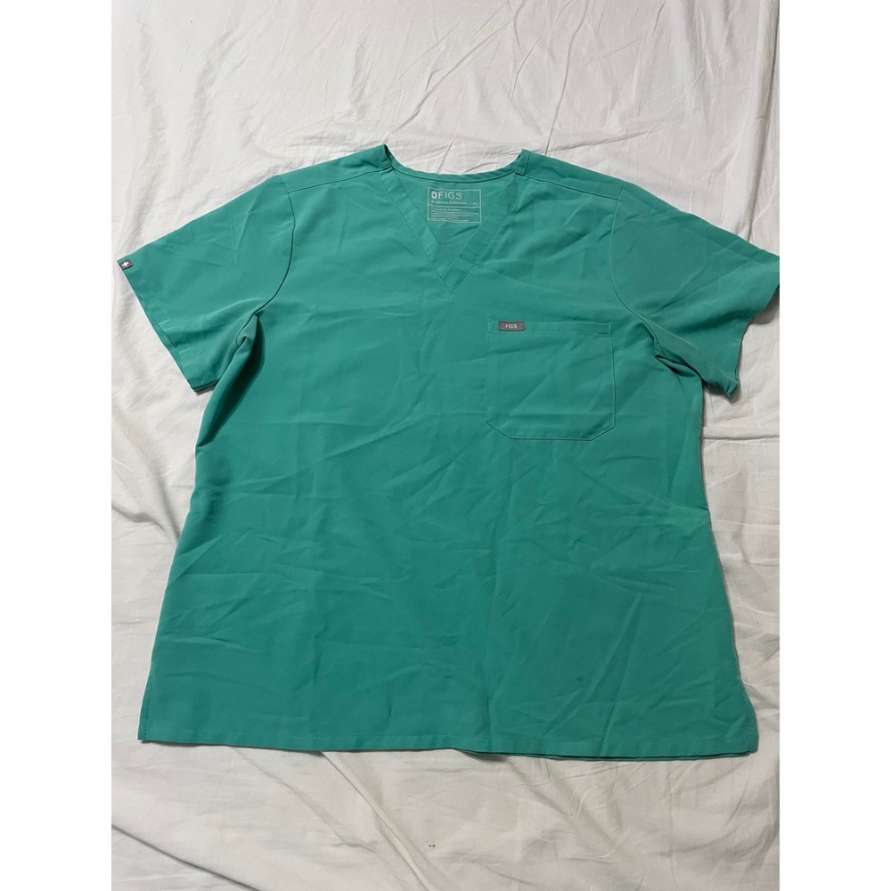 Figs surgical green Scrub Set with Pink Drawstring XL top L bottom - Picture 2 of 13